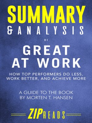 cover image of Summary & Analysis of Great at Work